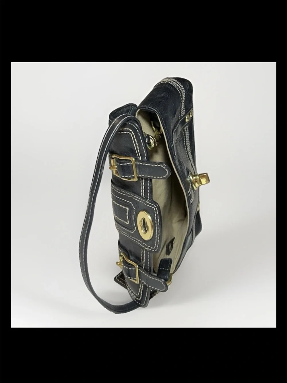 Coach Wristlet Hamptons Miranda Flap, Brass Turn-Lock,Black Leather 2007 Ltd. Ed